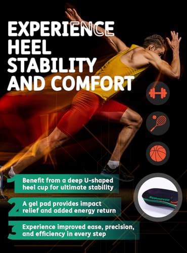 Image of Sport Shoe Insoles - Plantar Fasciitis Relief - High Arch Support - Enhanced Shock Absorption - Injury Prevention - Running Shoe Inserts for Men and Women (Flame, S)