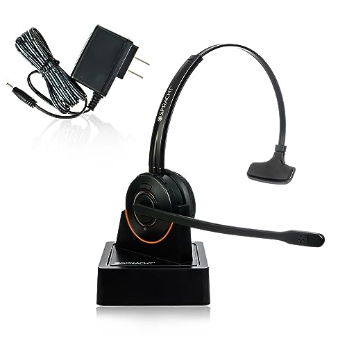 Spracht HS-2050 Single Ear Wireless Bluetooth Headset with Base Station | Noise Cancelling Headphones with Microphone for Pc, Laptop, Work from Home, Skype, Zoom, Call Centers, Office, Trucker
