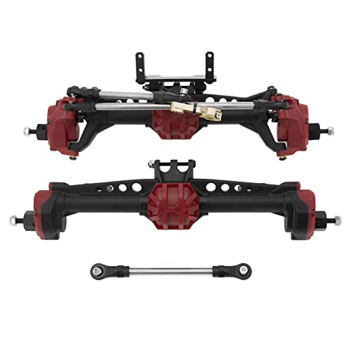 Meus Racing Plastic Nylon Portal Axles Front Rear Axle W/Steel Gears Metal Bearings For Axial Scx10 Scx10 Ii 1/10 Rc Model Car Upgrade Pasrts (Black Red) #TOP26