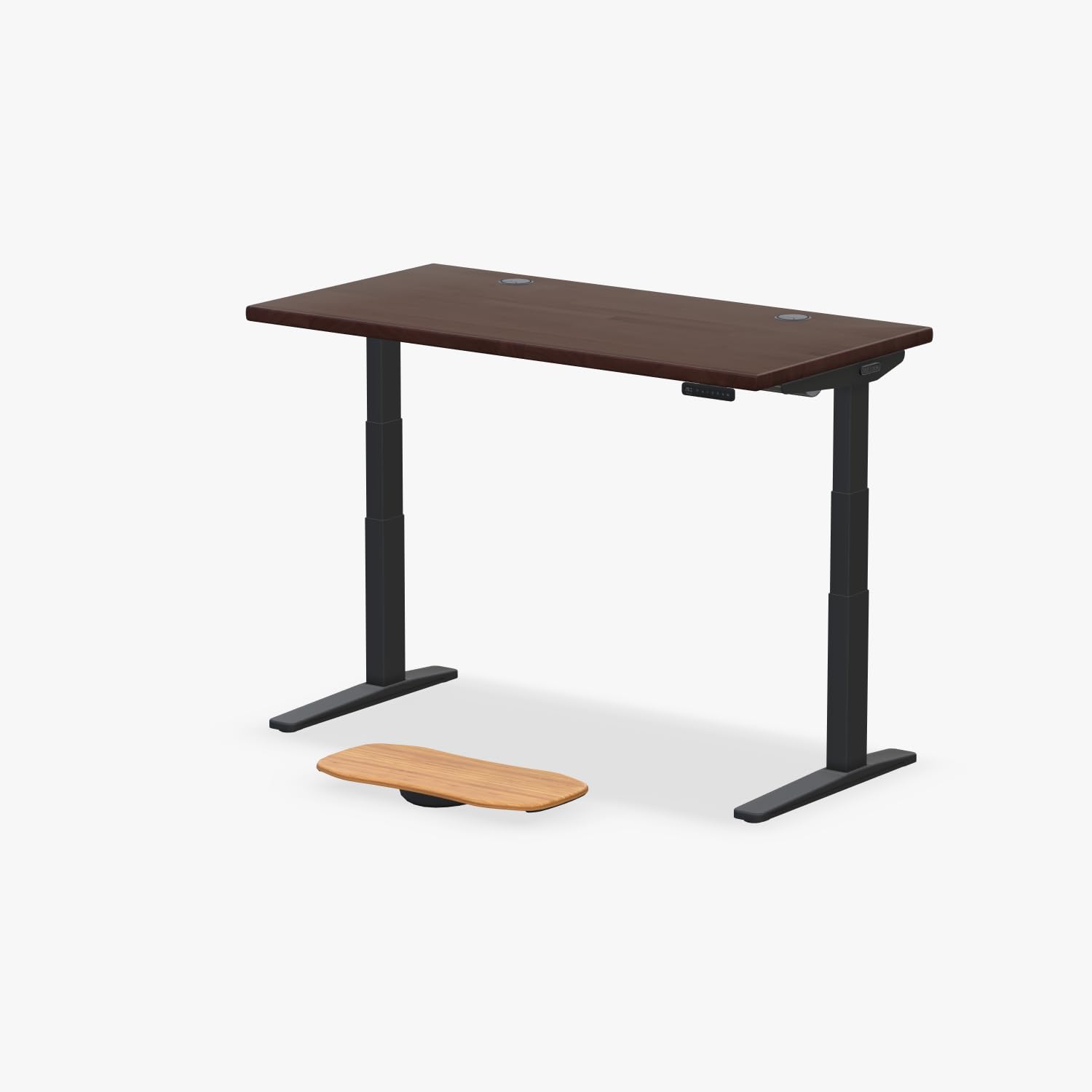 UPLIFTDESK Dark Rubberwood Butcher Block 60 x 30 inch Standing Desk 2-Leg V3 Adjustable Stand Up C-Frame Black