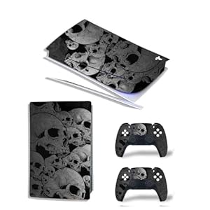 Khushi Decor Scul Image UV 3M Vinyl Sticker Decals for Playstation 5 Disk Version Console and Two Dual Sense 5 Sticker Skins Black PS5 Skin Console and Controller Design [Video Game]