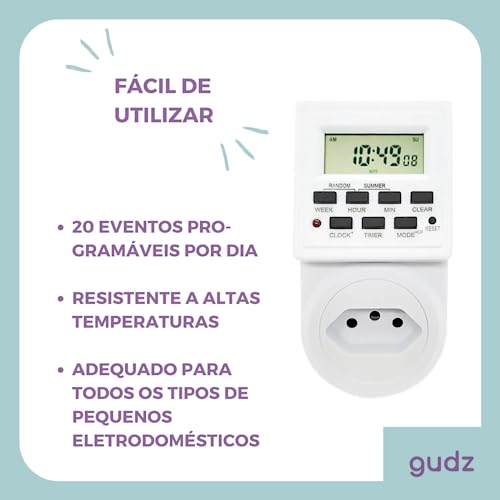 Timer Temporizador digital Bivolt, Multifuncional 20 eventos liga e desliga, Tomada com LCD Display,