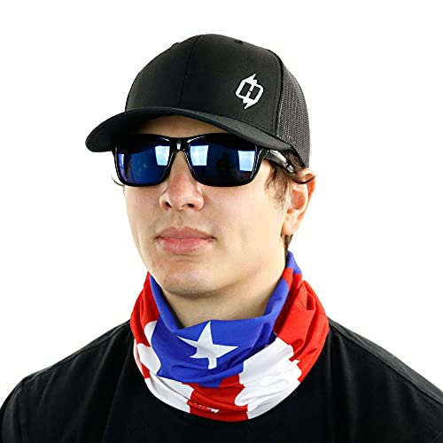 Hoo-Rag - High Performance 100% Moisture Wicking Polyester Microfiber Multi-Functional Face Mask & Neck Cover - Upf 30 - One Size Fits Most - Puerto Rico Flag #TOP2