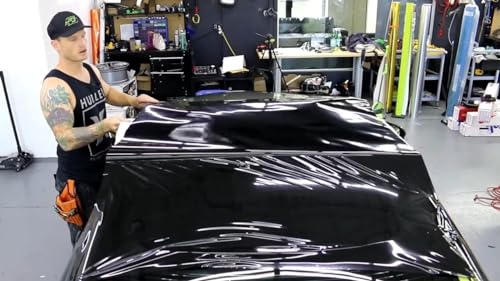 Image of WALLMATE Black Shine Car Wrap Sticker Decal Bubble Free Air Release Car & Bike Sheet Film (30x80 Cm, Wrap Black Film)