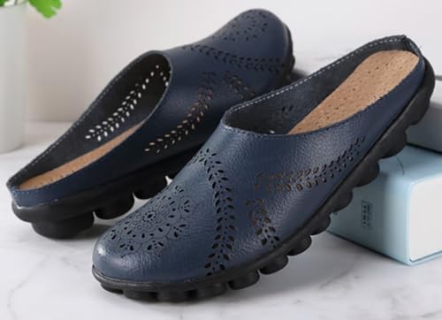 Women's Floral Fashion Slippers Hollowed Out Casual Flat Mules3