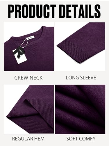 Image of Runcati Mens Crewneck Sweaters Casual Knit Lightweight Dress Sweater Long Sleeve Slim Fit Fall Winter Pullover