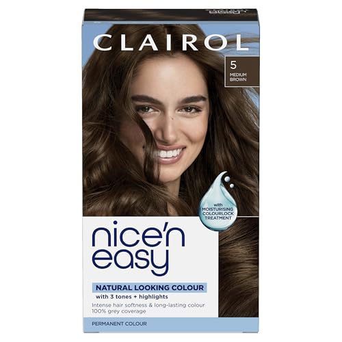 Clairol Nice'n Easy Crème, Natural Looking Oil Infused Permanent Hair Dye, 5 Medium Brown