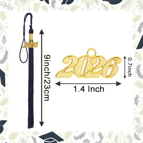 Image of 10 Pieces 2026 Graduation Tassels Bulk with Gold Year Charms for Graduation Cap Accessories (Navy Blue)