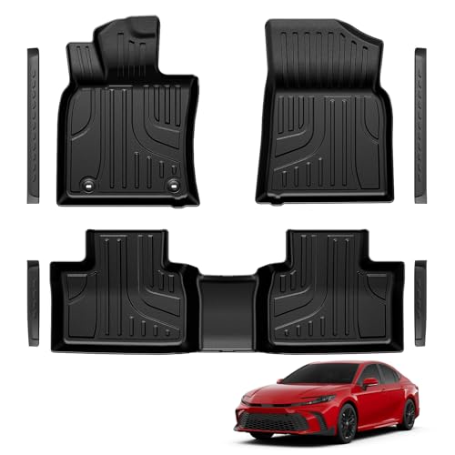 LUMWAY Floor Mats for 2025 2026 Toyota Camry (Include Hybrid) TPE All Weather Durable Floor Liners Door Sill Guards for Toyota Camry Accessories