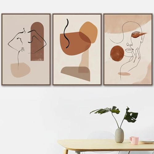 Art abstrait géométrique triptyque 40x60cm pour décoration de salon moderne