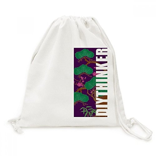Sac à cordon Voyage et loisirs en toile imprimée arbre violet style Culture Japonaise
