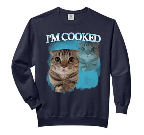 I'm Cooked Funny Gen Z Gen Alpha Silly Cat Meme Bootleg Comfort Colors Adult Sweatshirt