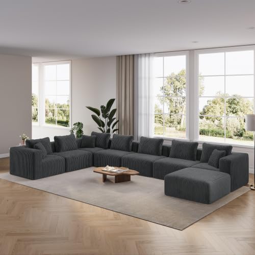 Image of Novilla 177 inch Modular Sectional Sofa, U Shape Extra Large Sectional Couch, Modern Cloud Design with Smarts Coil Support, Boneless Couch for Living Room Apartment, No Assembly Required, Dark Gray