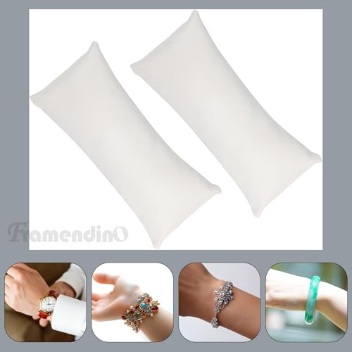 Framendino, 2 Pack White Long Watch Display Pillow PU Leather Bracelet Bangle Cushions Pillows for Jewelry Shows by Framendino - Image 7