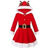 Doxrmuru Girls Santa Costume Christmas Dress for Girls Xmas Cosplay Party (5-6 Years)