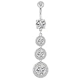 Forbidden Body Jewelry Sexy Dangle Triple CZ Crystal Drop Ultra Glam Bling Belly Button Ring