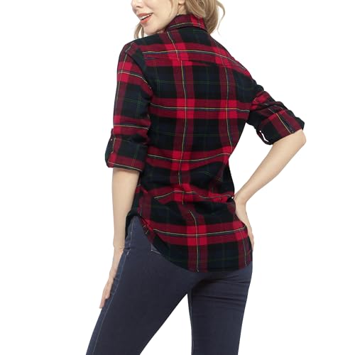 Image of Match Women's Long Sleeve Plaid Flannel Shirt #2021