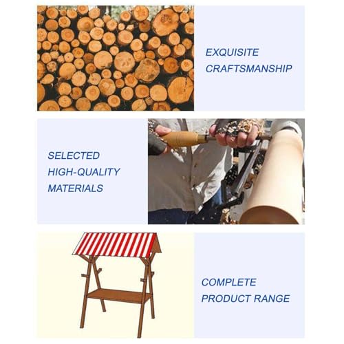Stallo portatile del mercato di legno con tettoia, stand di esposizione di cibo pieghevole, carrello di vendita resistente per fiere di strada, festival e uso aziendale, supporto durevole del venditor