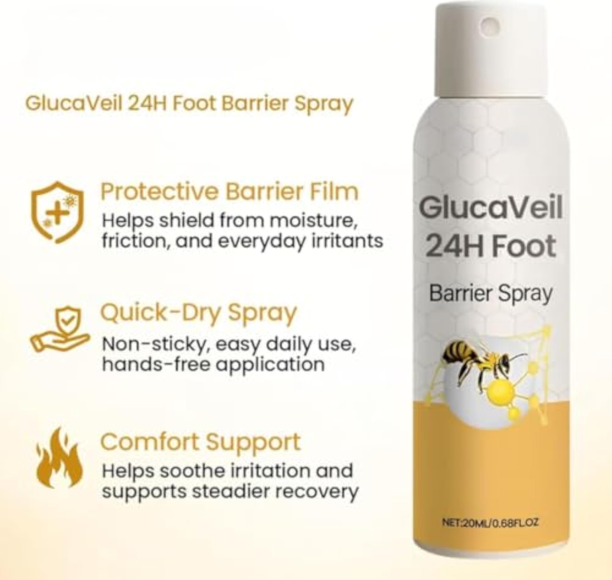 Glucaveil 24H Foot Barrier Spray, Moisturizing Mist