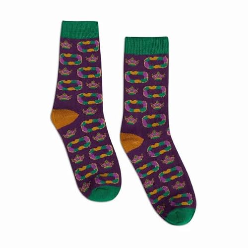 Bonfolk - Bonfolk Big Kid King Cake Socks – Unisex Cotton Crew Socks for Men & Women – Soft, Breathable, Reinforced Toe & Heel – One Size