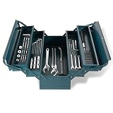 Cantilever Tool Box WBLLG 21 Inch Metal Tool Box Portable Folding Storage Box with 3-Layer 5-Tray Mu
