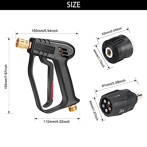 oumuik Hogedrukreiniger-pistoolset. De set bevat hogedrukreinigingswapens, waterreinigingsmiddel voor de autoreinigingsset, 4000 psi, M22 14 mm en hogedrukslang voor snelle aansluiting - Afbeelding 3