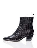 Elastische Bündchen find. Damen Stiefeletten mit Schlangenleder-Optik, Schwarz (Black), 36 EU
