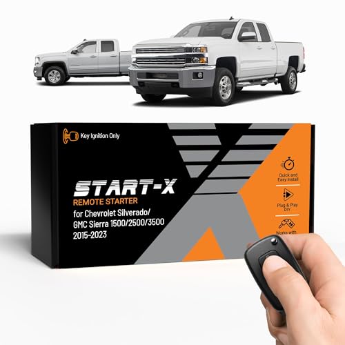 Start-X Remote Starter Kit for Chevy Silverado & GMC Sierra 1500/2500/3500 (2015-2023) Trucks | Key Ignition | Plug & Play Install | Lock 3X to Remote Start | Zero Wire Splicing