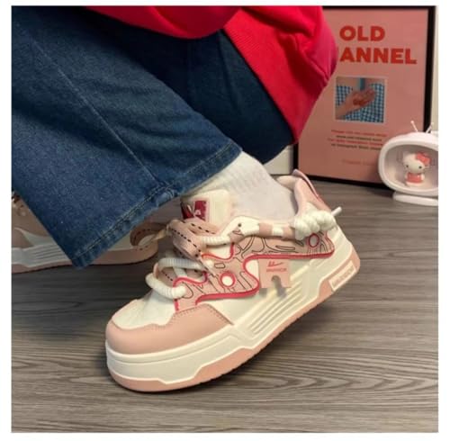 Y2K Cute Shoes Walking Sneakers for Women, Fashionable & Comfortable Chunky Sole Sneakers, Retro Style & Dopamine Color Platform Shoes2