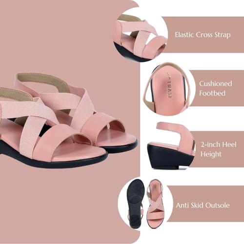 Image of TRASE Women's Fashion Sandals | Faux Leather Comfortable and Stylish Wedge | For Casual Wear & Formal Wear Occasions 2 inches heel for Women & Girls