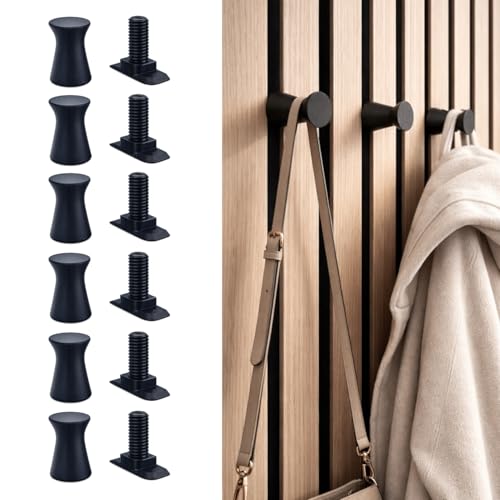 Kstar Haken für Akustikpaneele Rund Garderobenhaken Wandpaneel ohne Bohren Wandhaken für Lamellenwand & Holzpaneele Akustikpaneel Zubehör 6 Stück