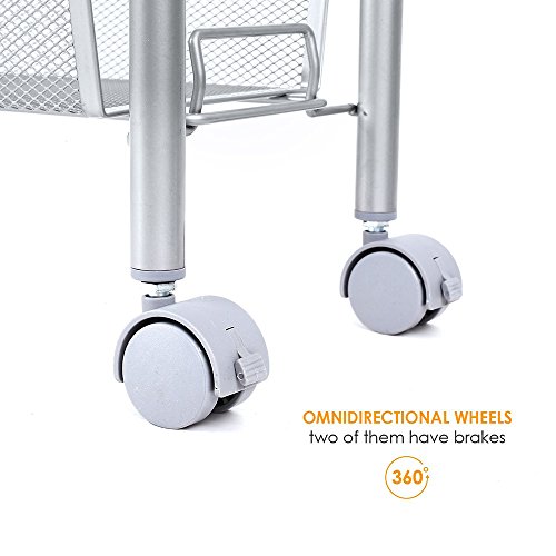 HOMFA 4-Tier Gap Kitchen Slim Slide Out Storage Tower Rack with Wheels, Cupboard with Casters - Silver