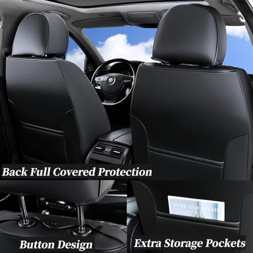 Image of Coverado Car Seat Covers for Front Seat, Leather Seat Covers for Cars, Front Seat Covers, Waterproof Car Seat Protectors Car Seat Cushions Universal for Most Vehicles, Black&Redline
