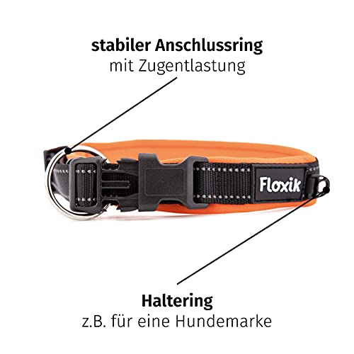 Floxik Hundehalsband verstellbar Größe S | Weiches Neopren Halsband für den Hund & Welpen in verschiedenen Größen inkl. Zugentlastung
