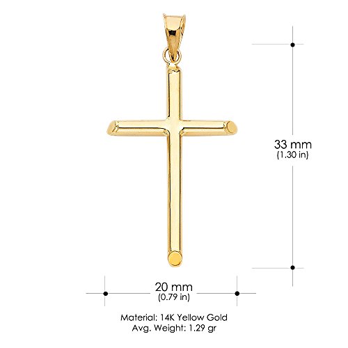 14K Yellow Gold Classic Cross Pendant with 1.2mm Singapore Chain Necklace3
