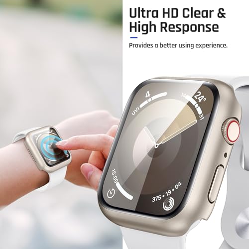 Goton Waterproof Screen Protector Case Compatible for Apple Watch Series 9/8/7 45mm, Hard Bumper with Tempered Glass for iWatch Cover 45 mm