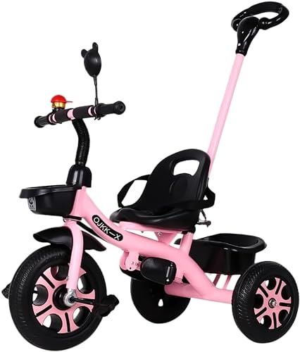 AYAGANES 三輪車 手押し棒付き 子供乗せ自転車 子供自転車 手押し車 キッズバイク 幼児 自転車 3輪 子供 三輪車 赤ちゃん おもちゃ 3輪車 調節可能なシート 超軽量 乗り物 組み立て簡単 1-6 歳のお子様向け 乗用玩具 誕生日プレゼント (