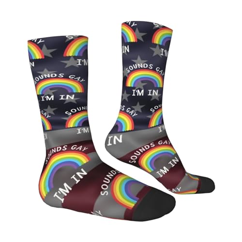 Sounds Gay I'm in Adult Polyester Crew Socks Breathable Moisture-Wicking Athletic Running Gym43