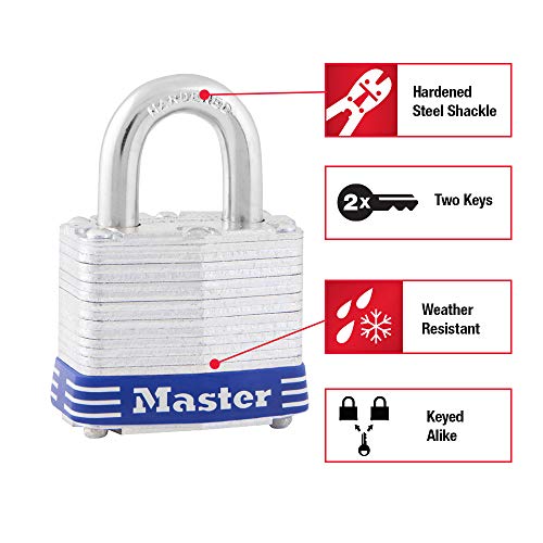 Master Lock 5T Outdoor Padlock With Key, 2 Pack Keyed-Alike #TOP1