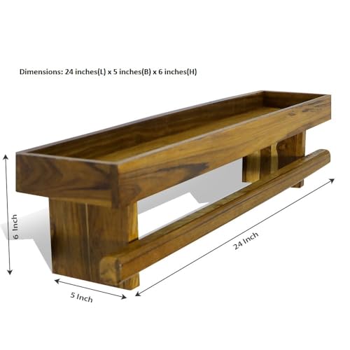 Image of TEAKWOODKART Decor Teakwood Make Towel Holder Rack for Bathroom, Wooden Towel Hanger |Towel Hanger for Kitchen /Living Room /Bedroom Towel Holder Rack for Kitchen BT006