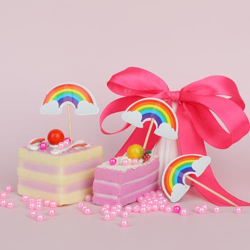 Comnico 580984_1_9PGFJZRT 24 Pcs Rainbow Cupcake Toppers Theme Party Cake Decorations Diy Cake Picks Insert Toppers Cute Dessert Decorating Supplies thumb #5