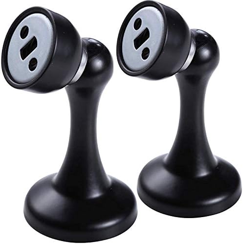 MATEE Stainless Steel Magnetic Door Stop Holder Doorstop with Concealed Screw Hole Design Wall / Floor Mount Black Color (2 Pack)