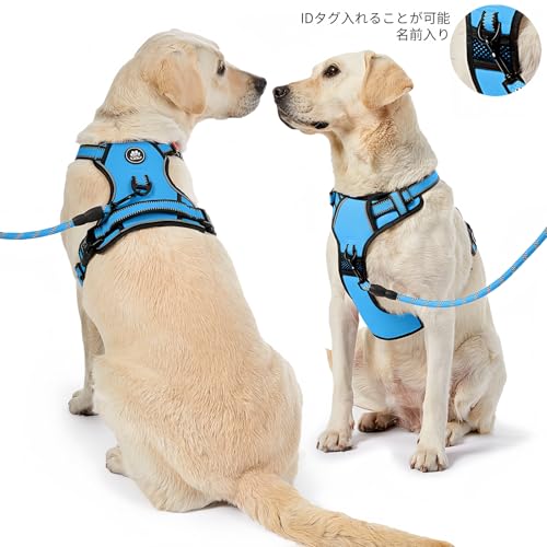 Image of NESTROAD Dog Harness, Dog Harness and Lead Set, For Small /Medium /Large Dogs, Easy to Put On and Take Off, Adjustable, Night Reflective, Breathable, Mesh, Won't Fall Out, Walking, Assistance, Training