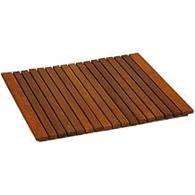 Bare Decor Lykos String Spa Shower Mat in Solid Teak Wood Oiled Finish, Large