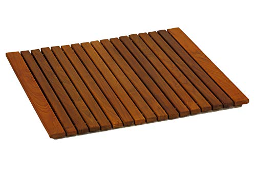 Bare Decor Lykos String Spa Shower Mat in Solid Teak Wood Oiled Finish, Large by Bare Decor - Used condition - US$89.97
