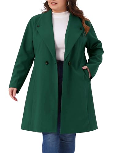 Image of Agnes Orinda Women Plus Size Lapel Double Breasted Belted Winter Coats
