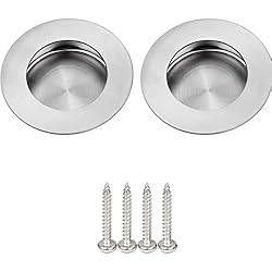 Tiradores Empotrados de Acero Inoxidable 2 Piezas Empotrable Redondo Puerta Tirador, Tiradores Puertas Correderas Empotrable, Tiradores Redondos de Ranura Invisible, Apto Para Cajones, Armarios, etc