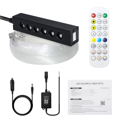 Image of 3.2W 6LEDs Meteor Starlight Headliner Kit, 240pcs 0.01in 6.56ft, RGBW Shooting Stars Fiber Optic Lights with Bluetooth APP Control for Car /Home Theater