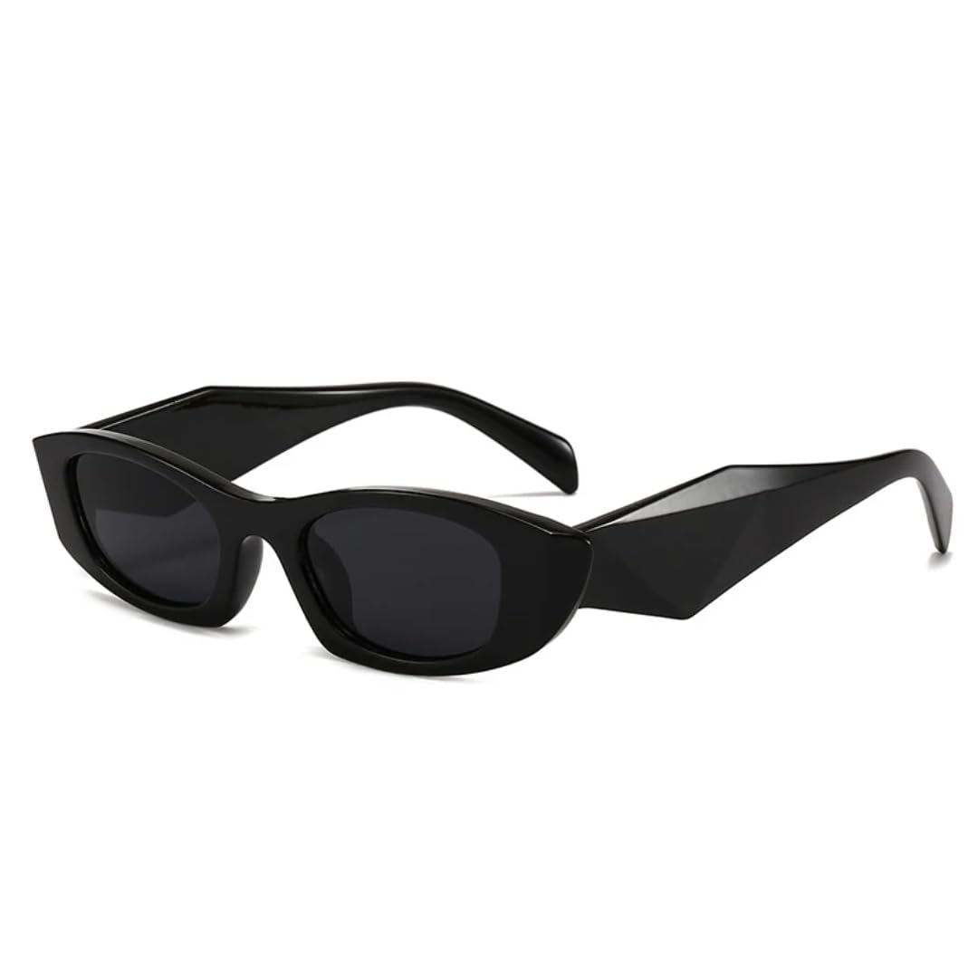 Lunettes de soleil œil de chat au design polygonal bleu et jaune rétro - 7