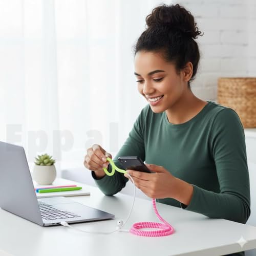 Image of Spiral Cable Protector, 150cm Cord Organizer for iPhone and Android Cables, Headphone and Charger Wire Protection Cover, Universal Device Compatible (Silver-Gradient Blue)